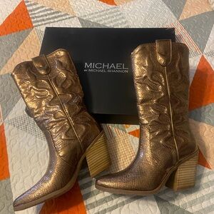 Michael Shannon Metallic Gold Western Boots